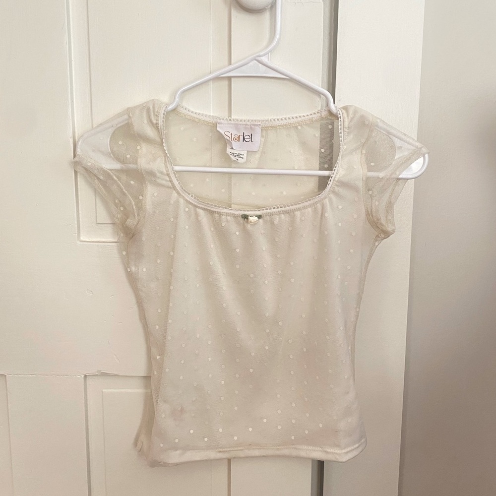 Coquette Cream Sheer Lace Baby Tee